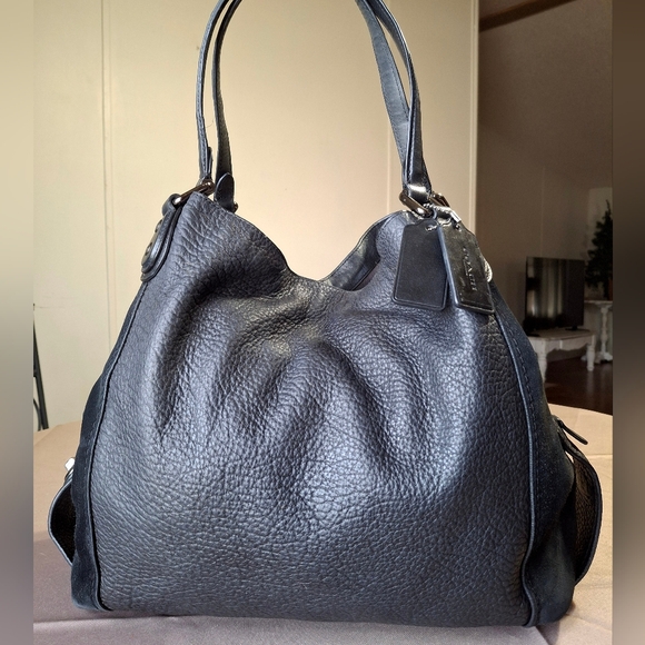 Coach 57647 Edie 42 Mixed Leather Shoulder Bag Tote Purse